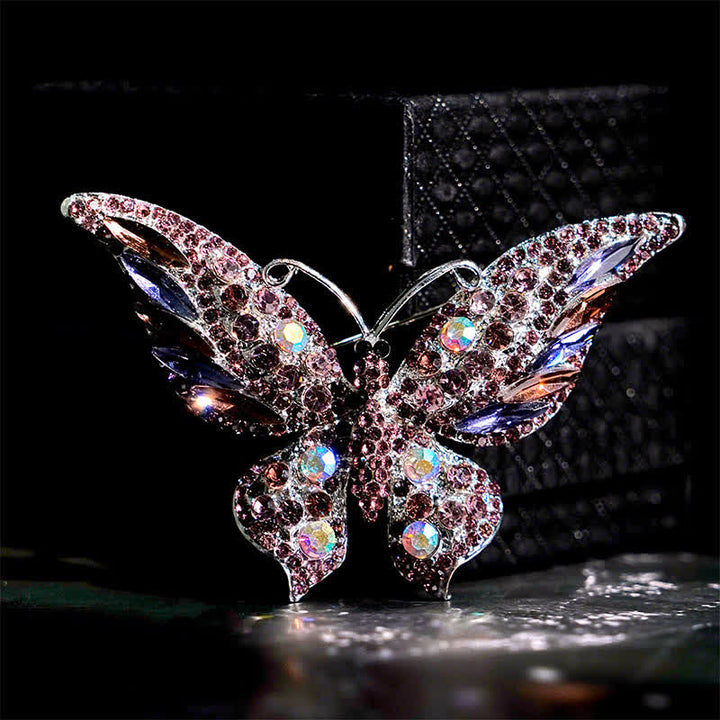 Broche de mariposa de cristal vintage para mujer