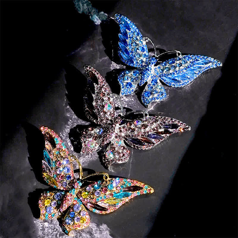 Broche de mariposa de cristal vintage para mujer