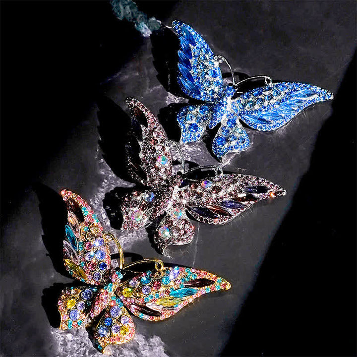 Broche de mariposa de cristal vintage para mujer