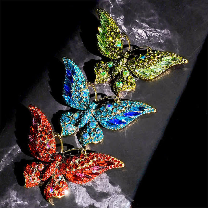 Broche de mariposa de cristal vintage para mujer