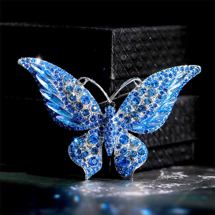 Broche de mariposa de cristal vintage para mujer