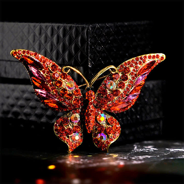 Broche de mariposa de cristal vintage para mujer