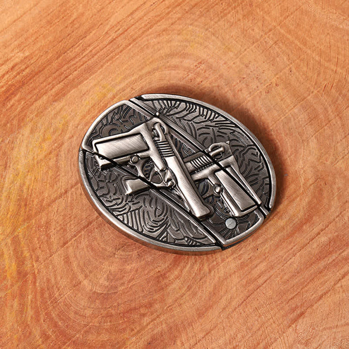 Cinturón de cuero con cuchillo plegable oculto de doble pistola para hombre - image 2