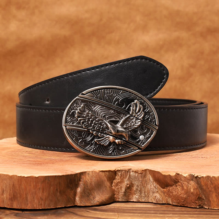 Cinturón de cuero con cuchillo plegable oculto Soaring Eagle para hombre - Águila en vuelo - Cinturón de PU negro - 42 - image 6