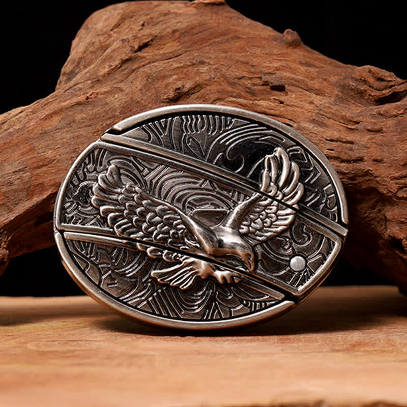Cinturón de cuero con cuchillo plegable oculto Soaring Eagle para hombre - Águila en vuelo - Sin cinturón - Cinturón no incluido - image 0