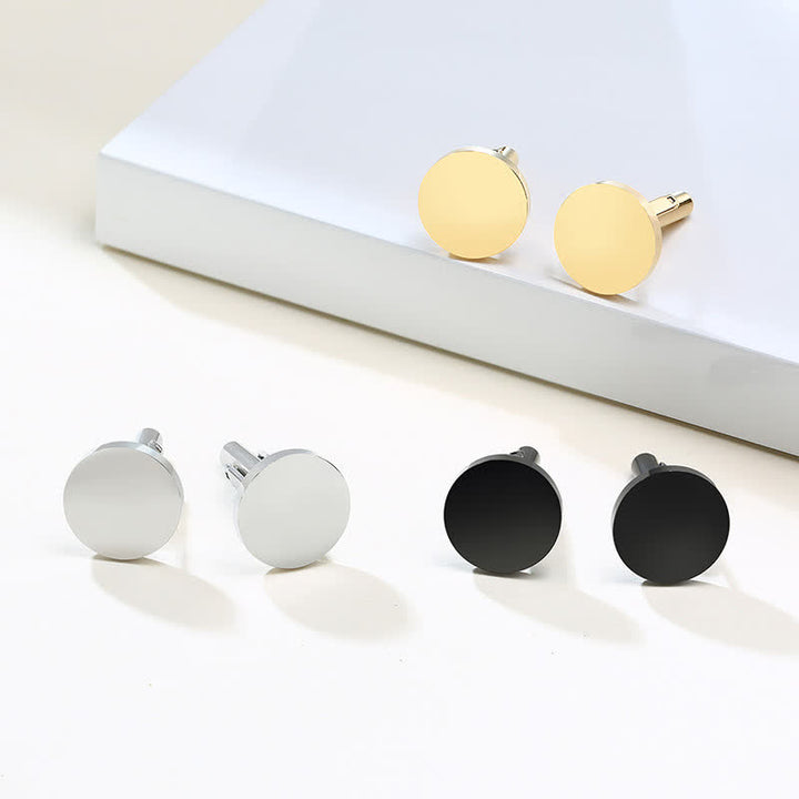 1 par de gemelos de traje redondos personalizados grabados con láser - image 7