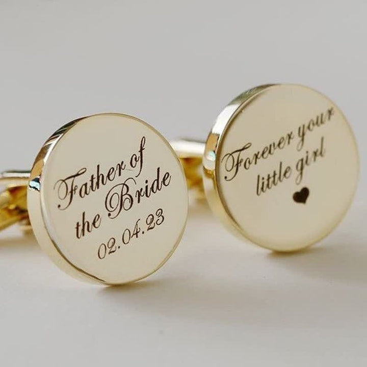 1 par de gemelos de traje redondos personalizados grabados con láser