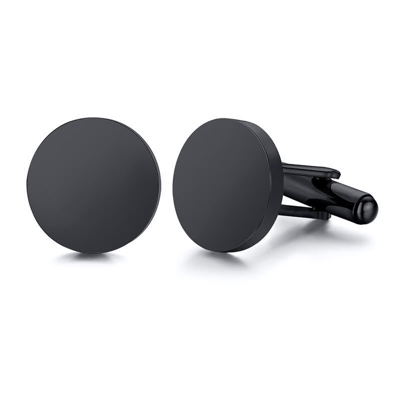 1 par de gemelos de traje redondos personalizados grabados con láser - Negro - Con caja de madera - image 2