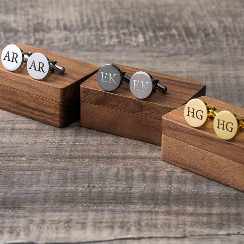 Juego de 1 par de gemelos y pasador de corbata de metal con nombre personalizado