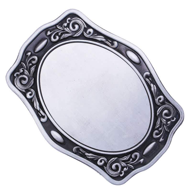 Cinturón de cuero con hebilla DIY y monograma personalizado en plata antigua