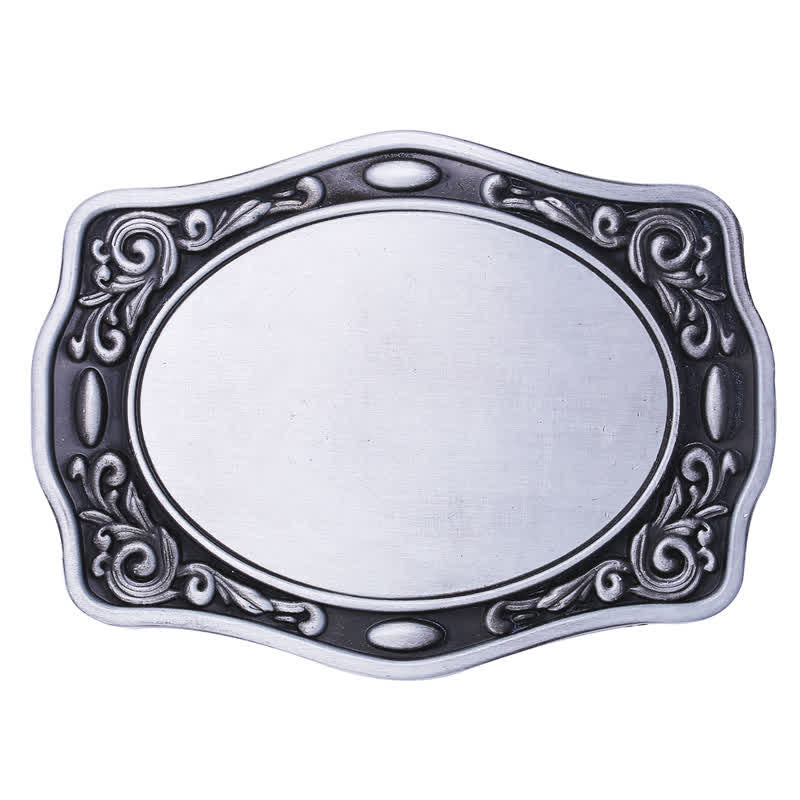 Cinturón de cuero con hebilla DIY y monograma personalizado en plata antigua