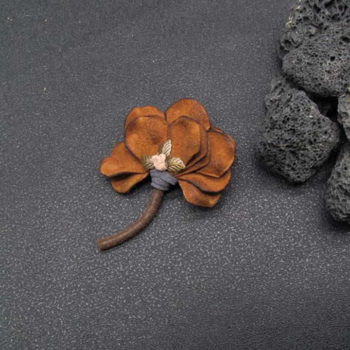 Broche de tela con pétalos de flores para boda, diseño original, estilo retro