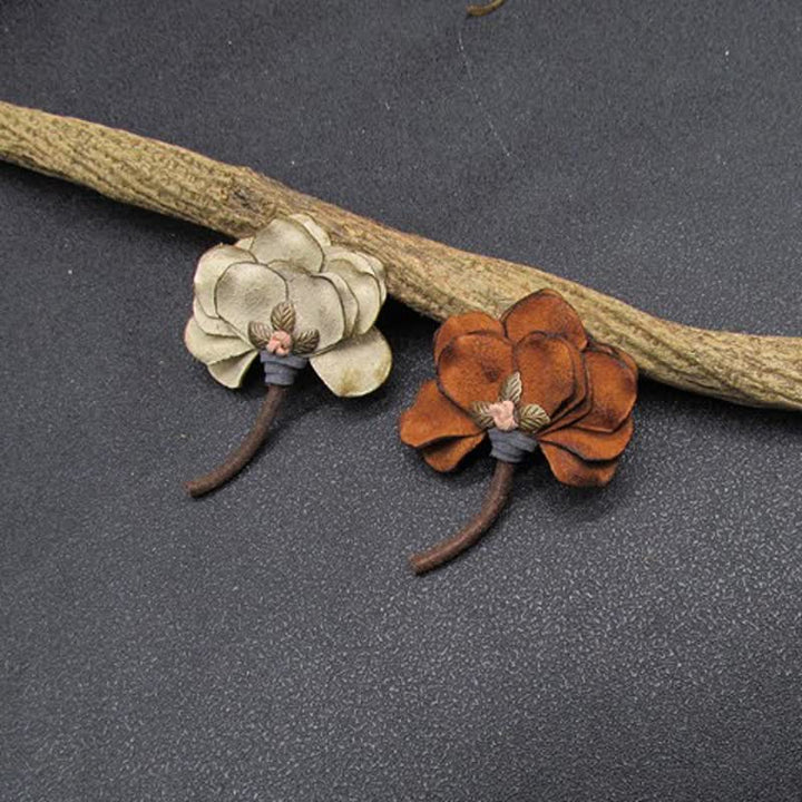 Broche de tela con pétalos de flores para boda, diseño original, estilo retro