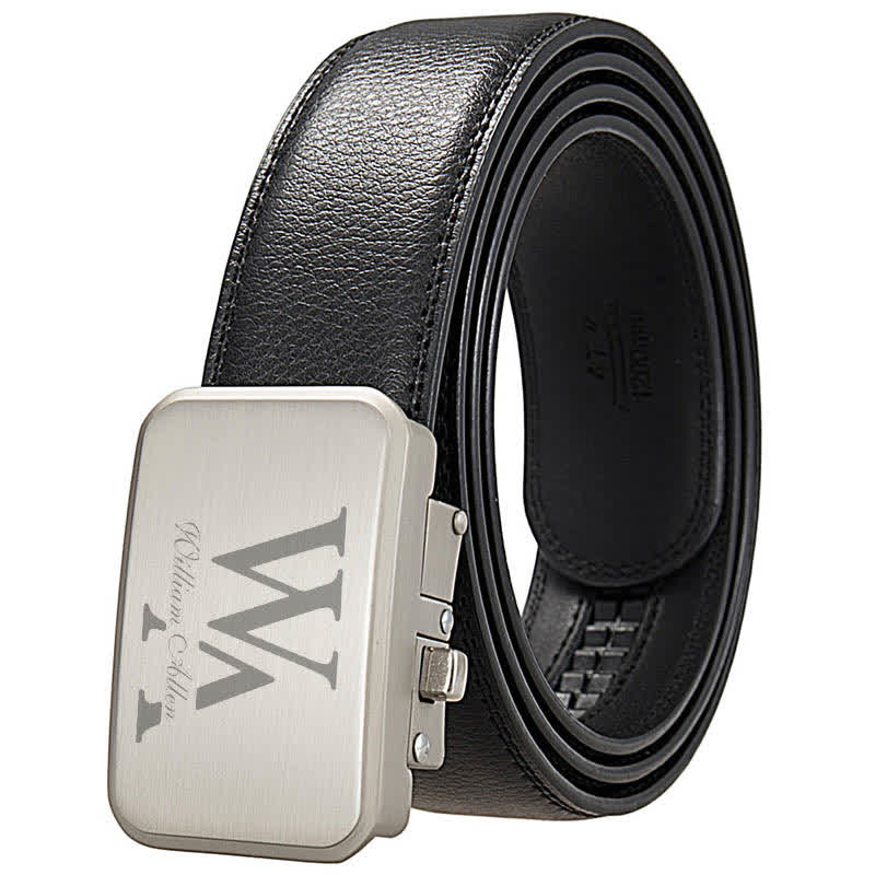 Cinturón de cuero con hebilla automática, idea de regalo con monograma y nombre personalizado - Negro #1 - 46 - image 2