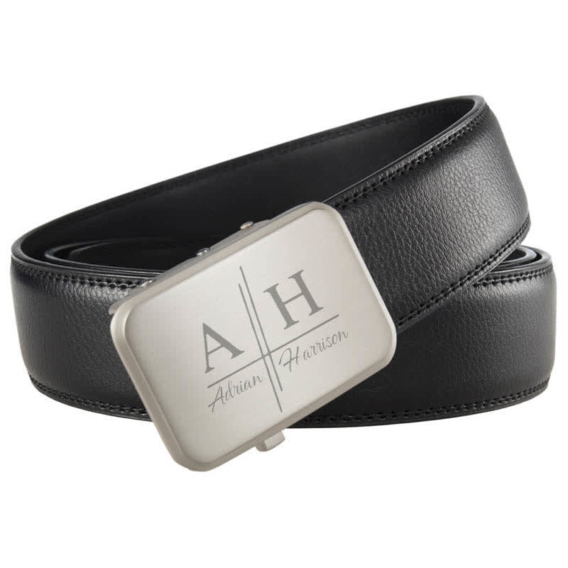 Cinturón de cuero con hebilla automática, idea de regalo con monograma y nombre personalizado - image 4