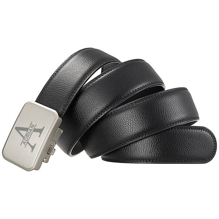 Cinturón de cuero con hebilla automática, idea de regalo con monograma y nombre personalizado - image 5