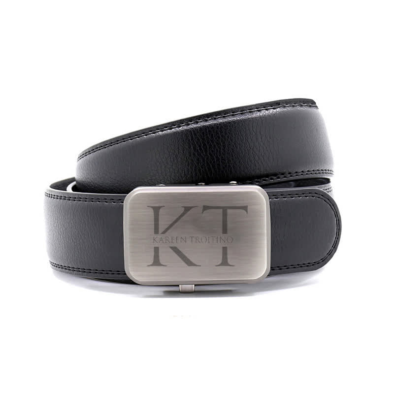 Cinturón de cuero con hebilla automática, idea de regalo con monograma y nombre personalizado - image 1
