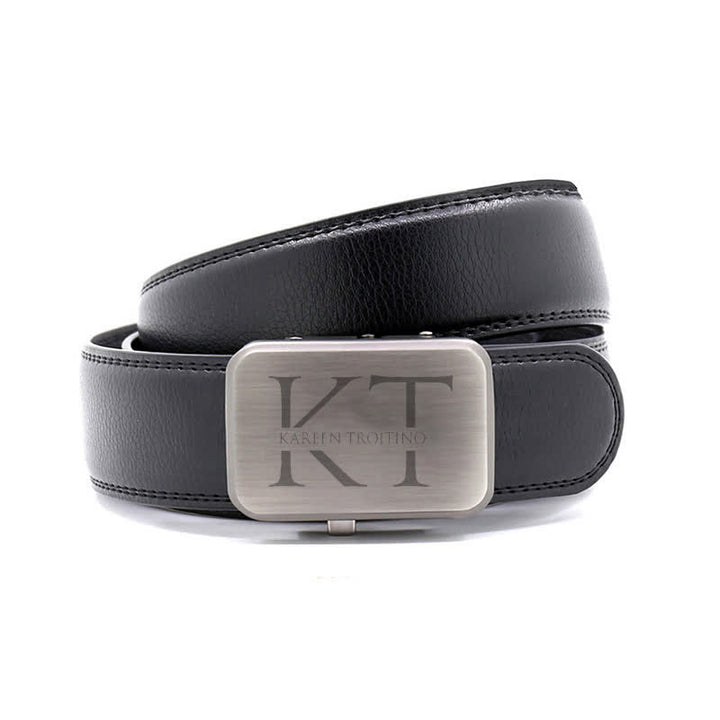 Cinturón de cuero con hebilla automática, idea de regalo con monograma y nombre personalizado - image 1
