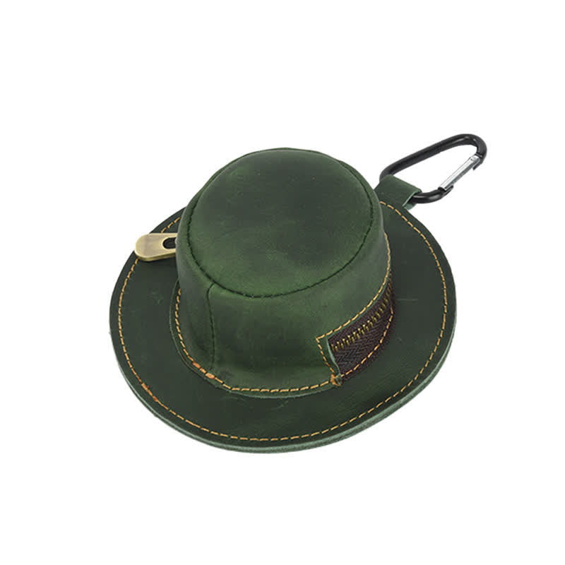 Monedero retro de cuero con forma de sombrero de vaquero occidental