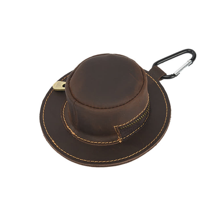 Monedero retro de cuero con forma de sombrero de vaquero occidental