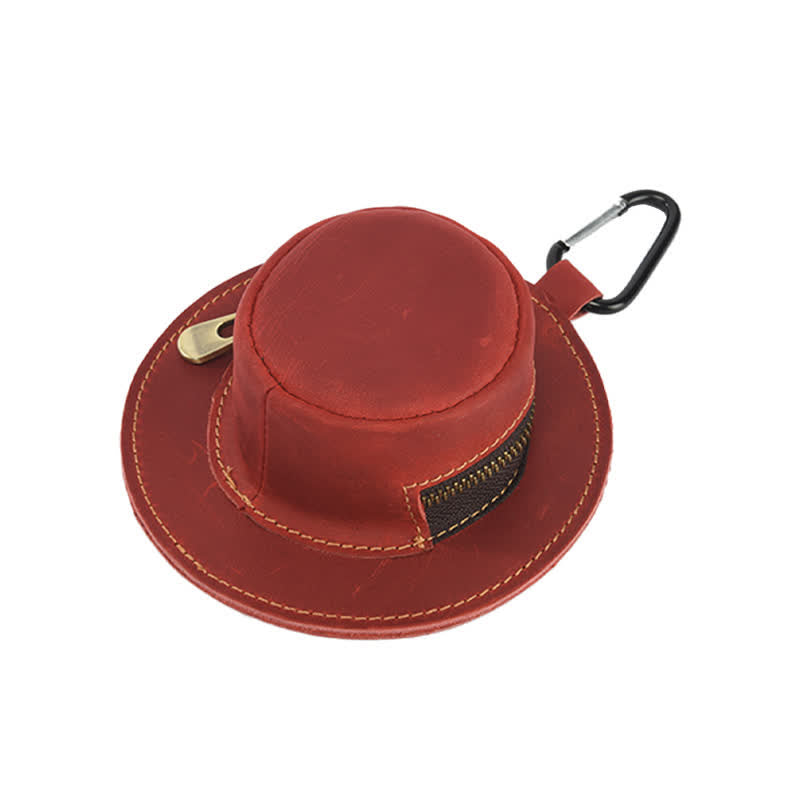 Monedero retro de cuero con forma de sombrero de vaquero occidental