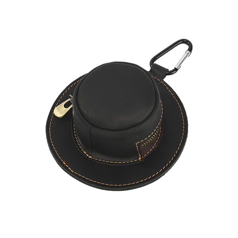 Monedero retro de cuero con forma de sombrero de vaquero occidental