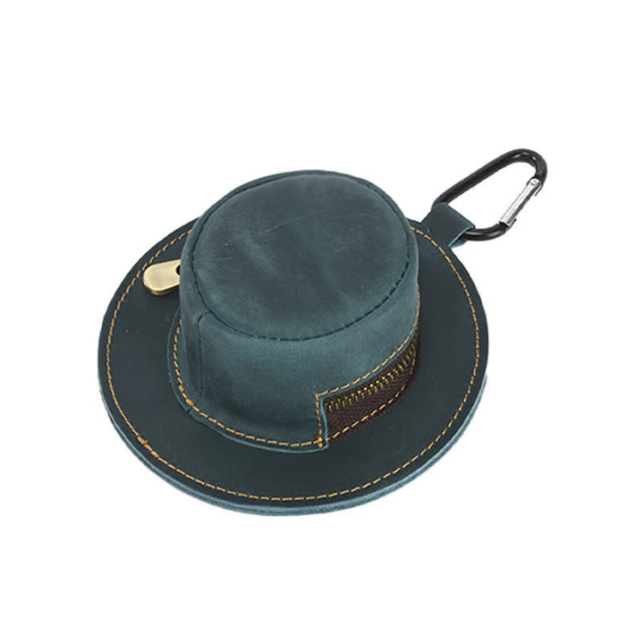 Monedero retro de cuero con forma de sombrero de vaquero occidental
