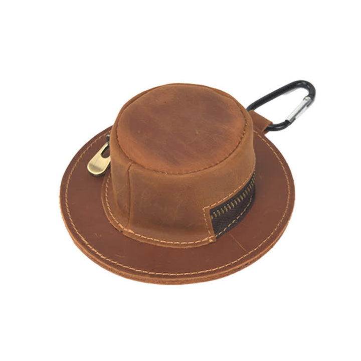 Monedero retro de cuero con forma de sombrero de vaquero occidental