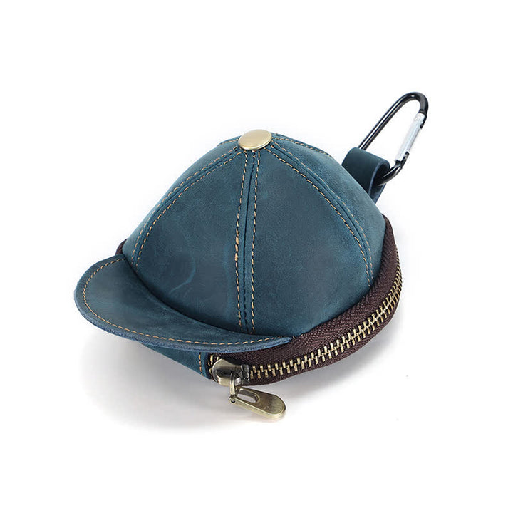 Monedero creativo de cuero con forma de gorra de béisbol