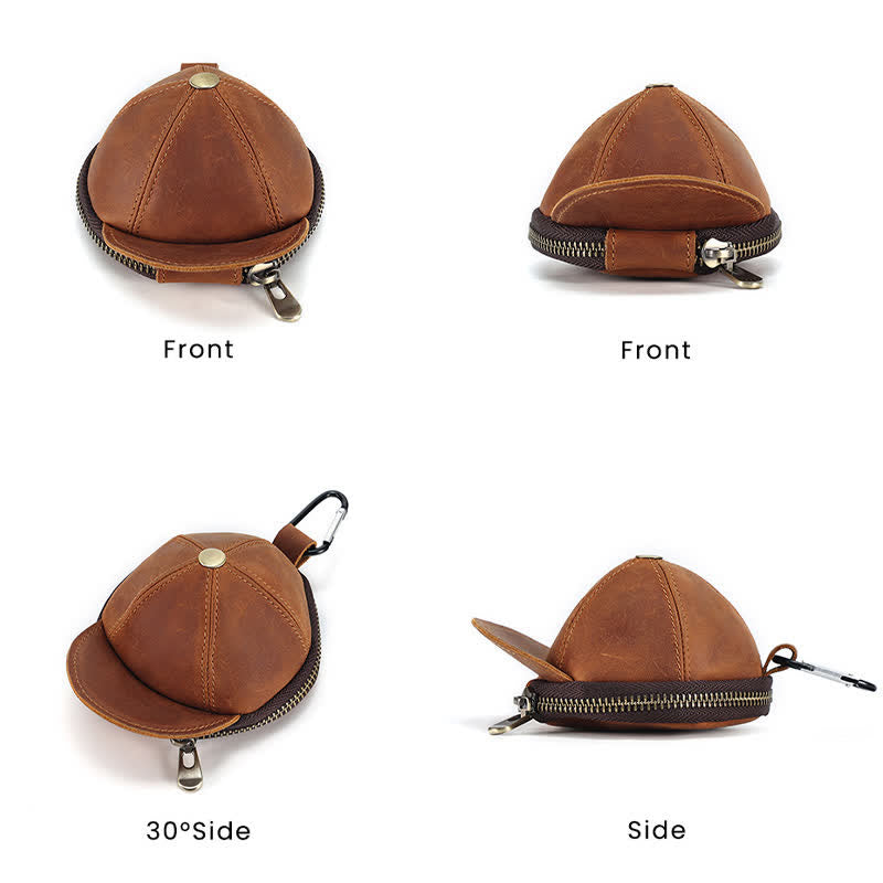 Monedero creativo de cuero con forma de gorra de béisbol