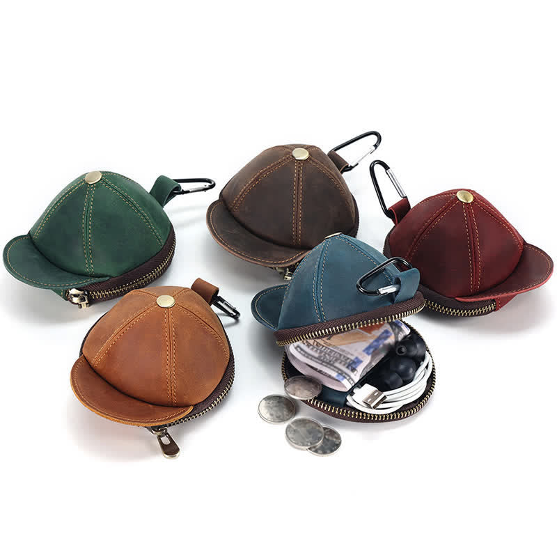 Monedero creativo de cuero con forma de gorra de béisbol