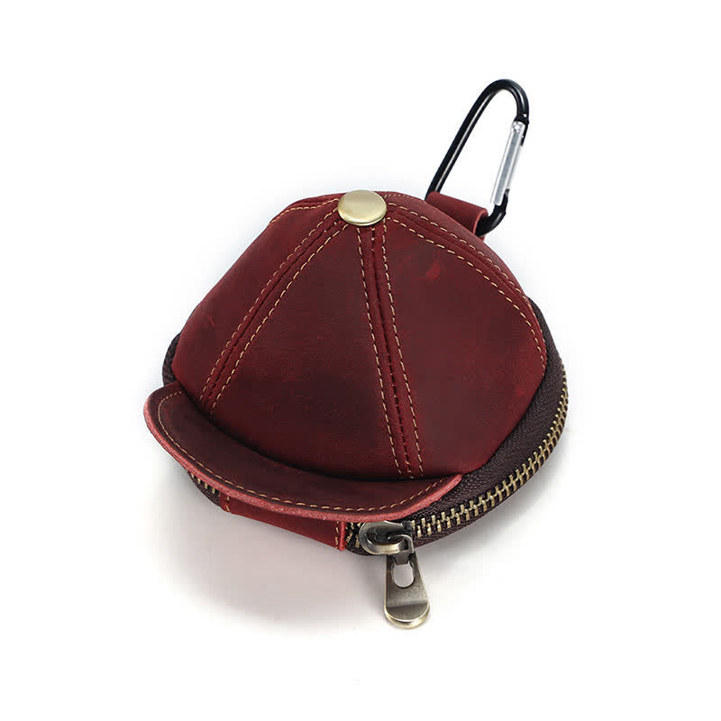 Monedero creativo de cuero con forma de gorra de béisbol