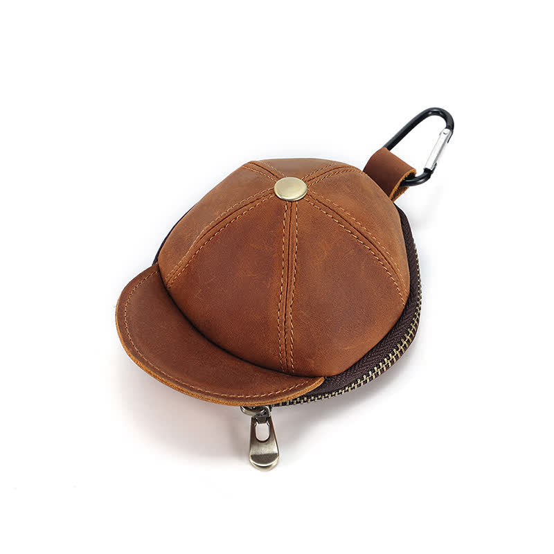 Monedero creativo de cuero con forma de gorra de béisbol