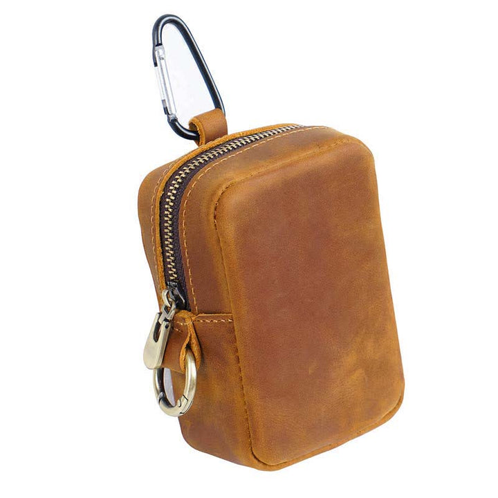 Mini bolso de cinturón de cuero genuino con cremallera para exteriores Cube