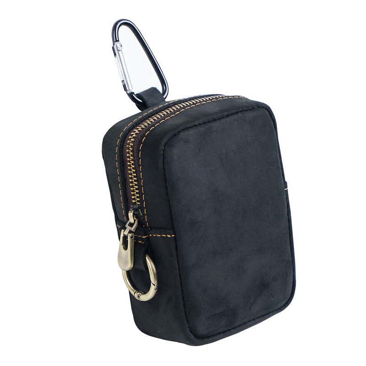 Mini bolso de cinturón de cuero genuino con cremallera para exteriores Cube