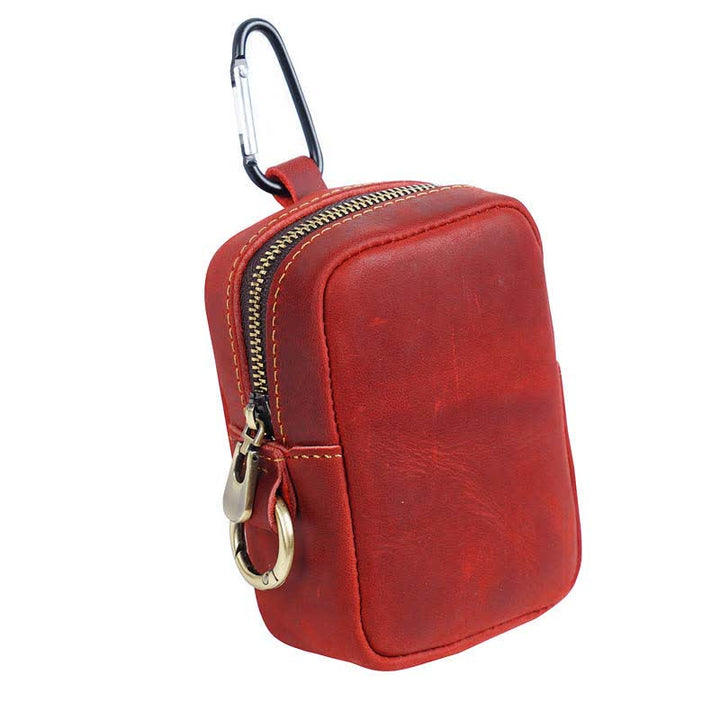 Mini bolso de cinturón de cuero genuino con cremallera para exteriores Cube