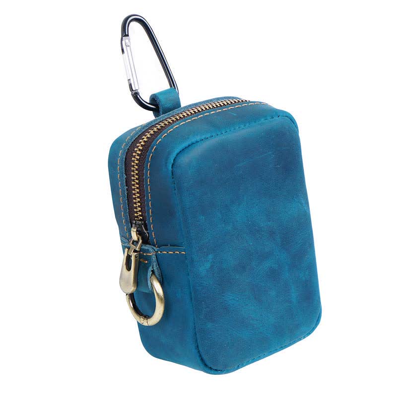 Mini bolso de cinturón de cuero genuino con cremallera para exteriores Cube