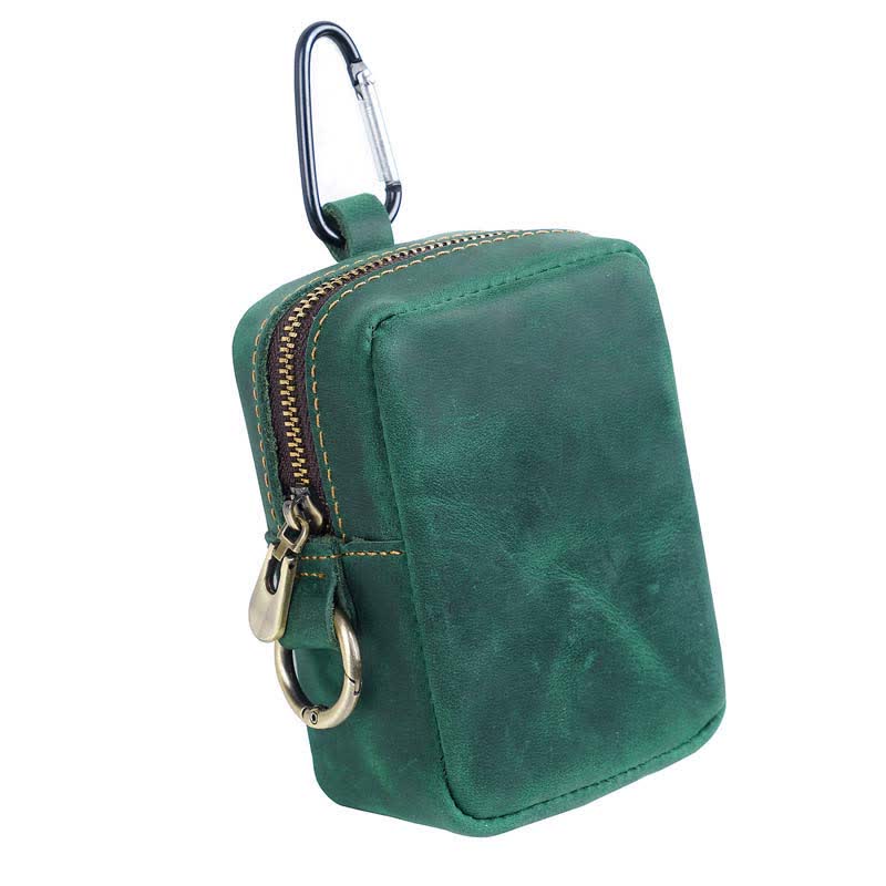 Mini bolso de cinturón de cuero genuino con cremallera para exteriores Cube