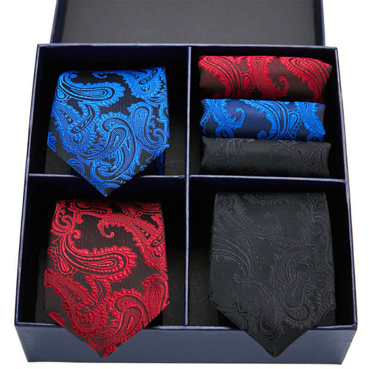 Juego de 6 pañuelos de bolsillo con diseño de cachemira para hombre, caja de regalo de cuatro cuadrículas