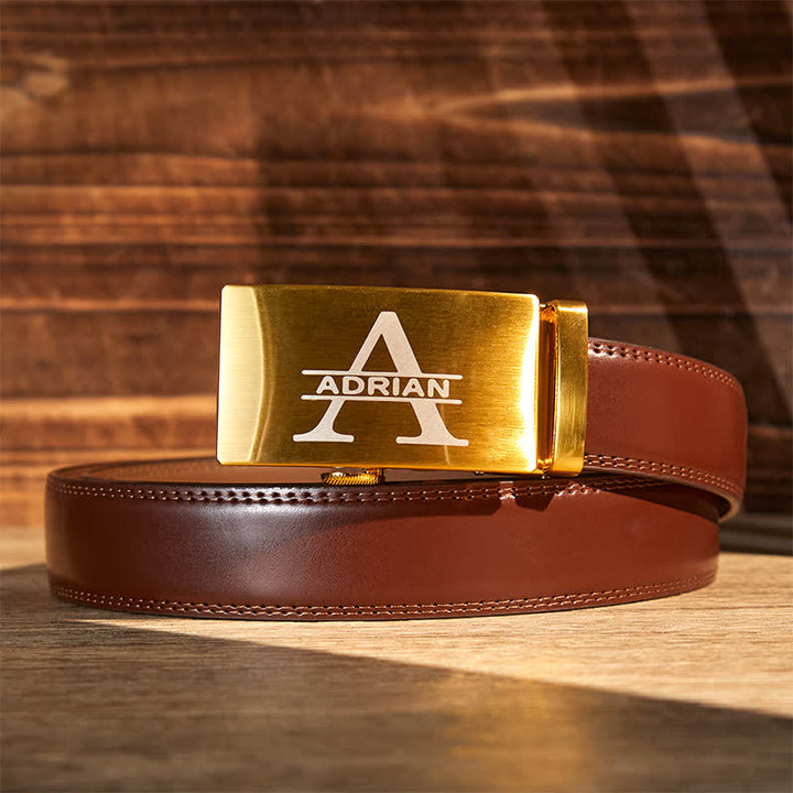 Cinturón de cuero con hebilla automática, idea de regalo personalizada en oro - image 7