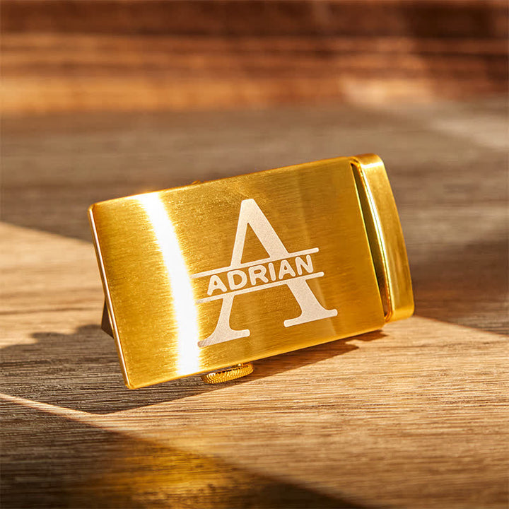 Cinturón de cuero con hebilla automática, idea de regalo personalizada en oro - image 5
