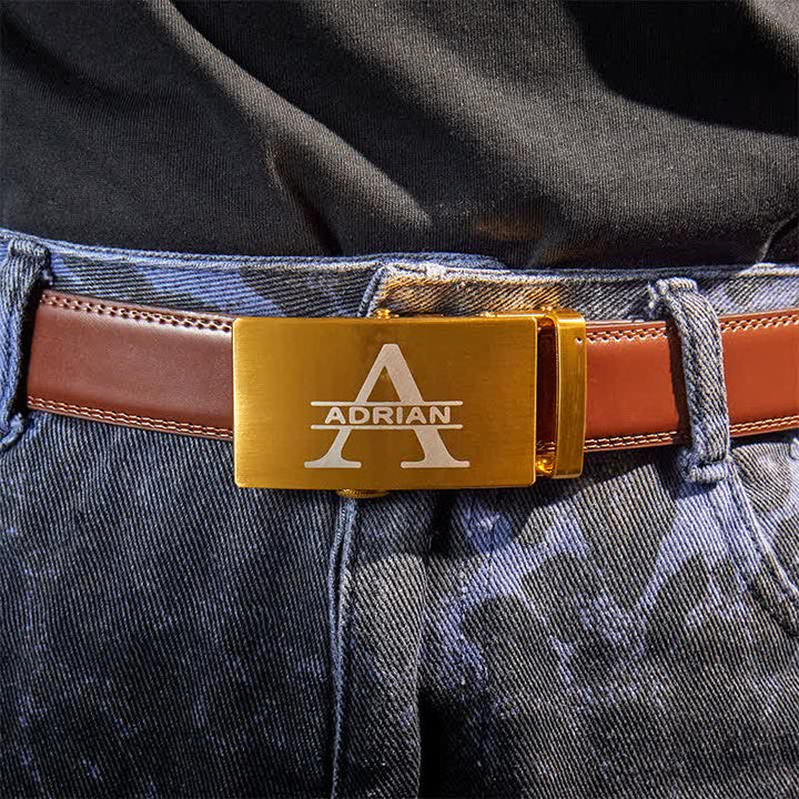 Cinturón de cuero con hebilla automática, idea de regalo personalizada en oro - image 8
