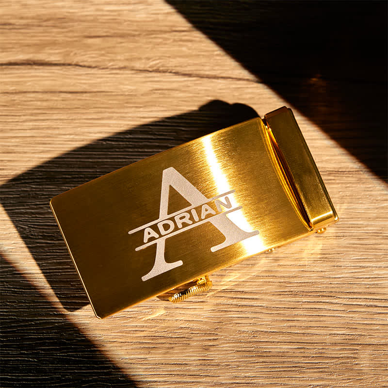 Cinturón de cuero con hebilla automática, idea de regalo personalizada en oro - image 6