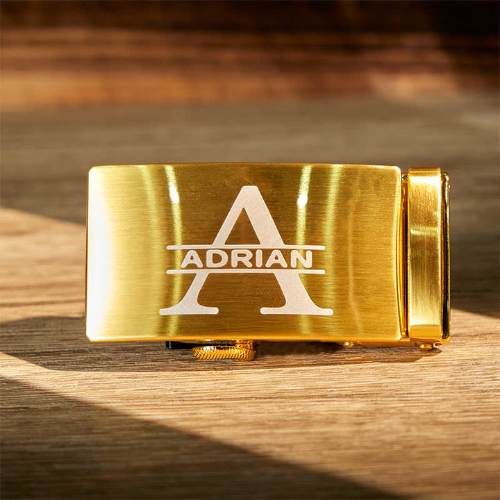 Cinturón de cuero con hebilla automática, idea de regalo personalizada en oro - Oro personalizado - Sin cinturón - Cinturón no incluido - image 3