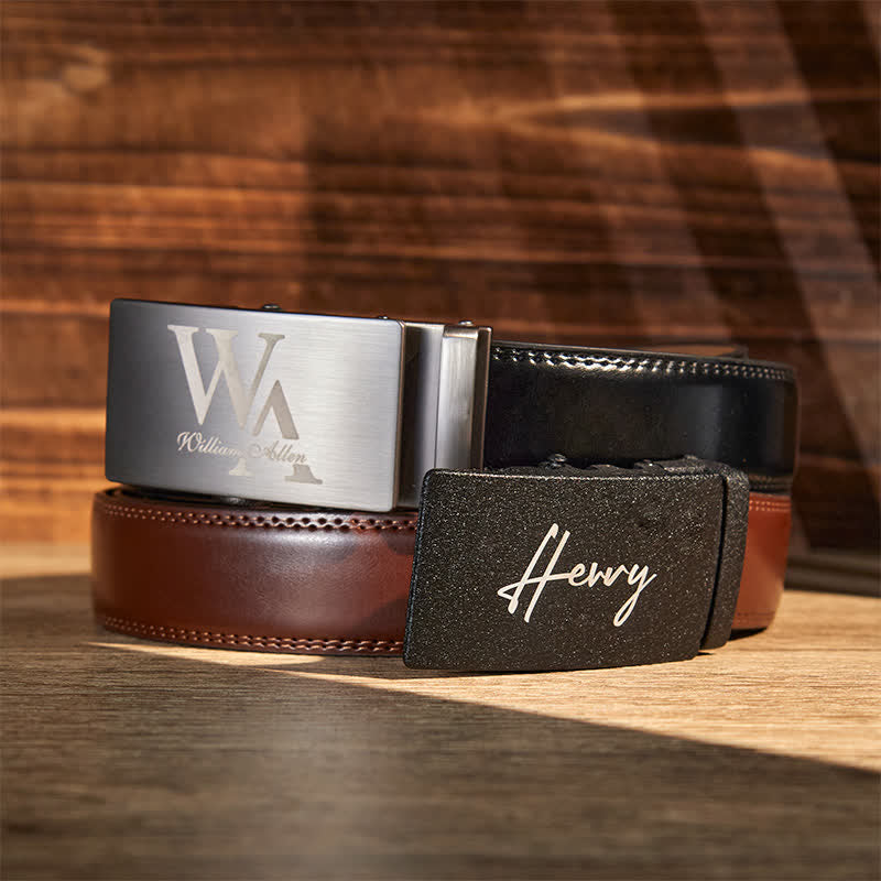Idea de regalo personalizada: Cinturón de cuero con hebilla automática DIY personalizado - image 1