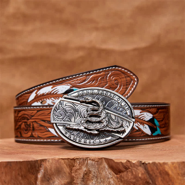 Cinturón de cuero con cuchillo plegable oculto Black Mamba para hombre - Mamba negra - Cinturón de plumas marrones - 40 - image 9