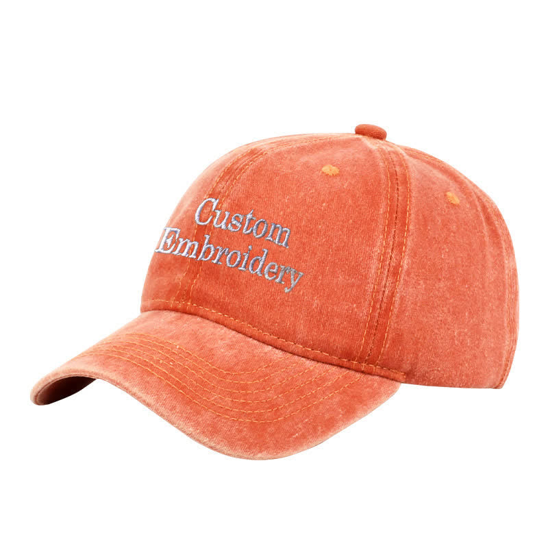 Gorra de béisbol ajustable bordada con texto personalizado - Naranja - Ajustable (aproximadamente 21 5/8"-23 1/4") - image 5