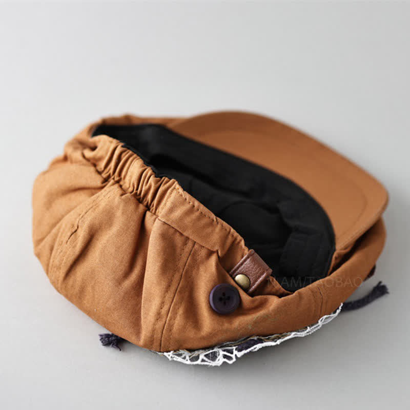 Boina de tela con botones y patchwork estilo callejero de caramelo