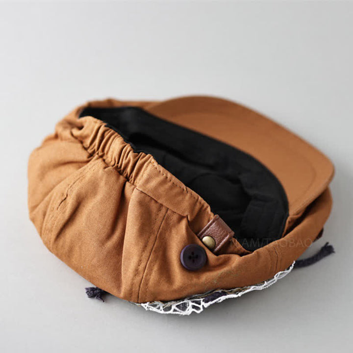 Boina de tela con botones y patchwork estilo callejero de caramelo