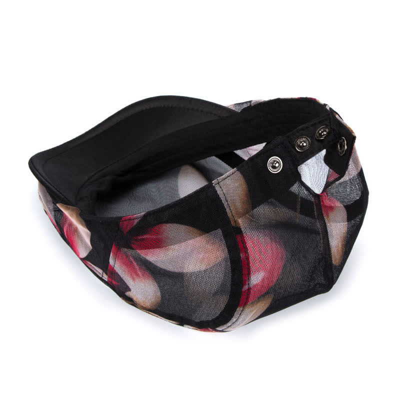 Boina de malla ahuecada con estampado floral elegante para mujer